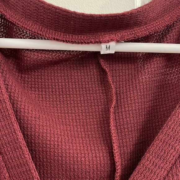 Burgundy Henley Blouse Button Down - Picture 3 of 3